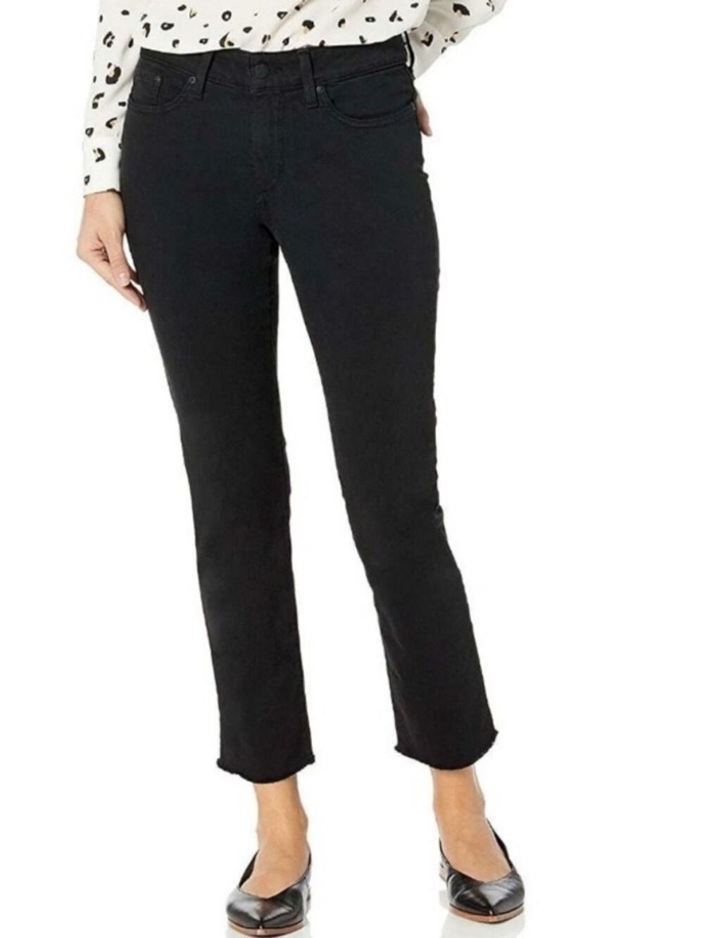 NYDJ Sheri Ankle Jeans Pant Lift Tuck HIgh Rise Black Size 14